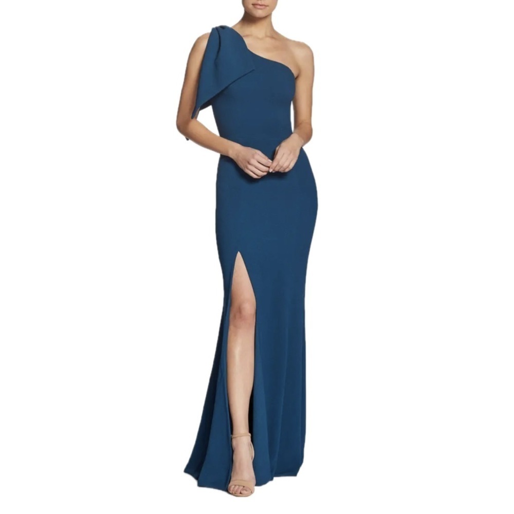 NEW Dress the Population Georgina One Shoulder Crepe Gown XXL Peacock Gown NWOT